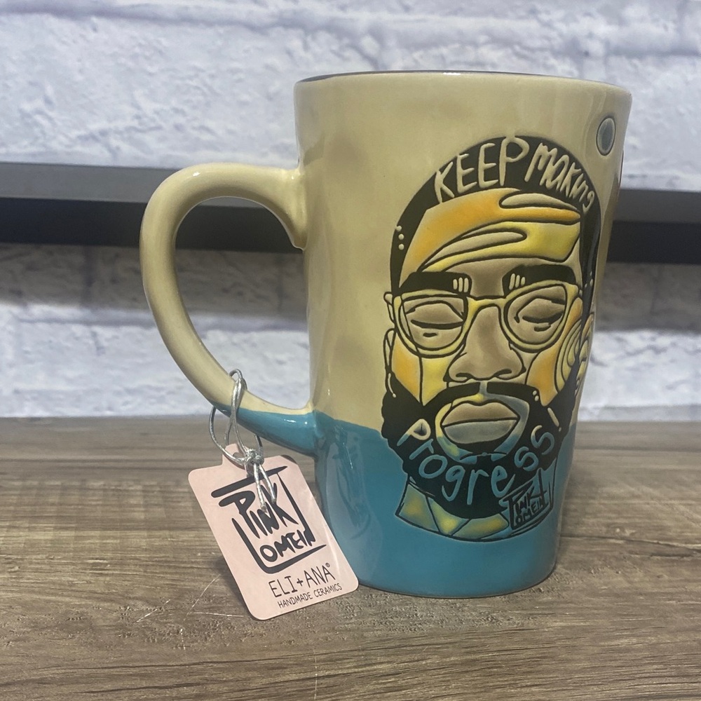Keep Making Progress Mug - Tan and Blue